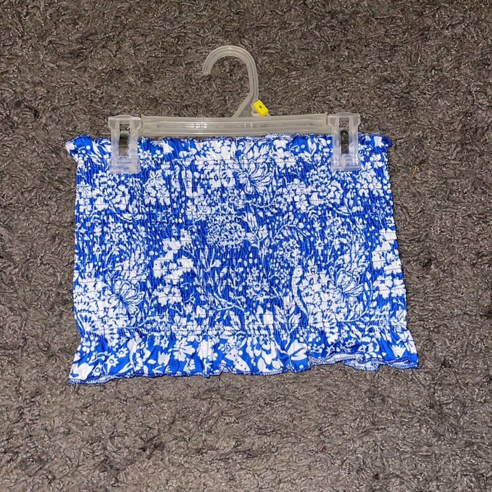 Blue and white shein tube top